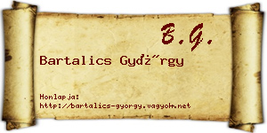 Bartalics György névjegykártya
